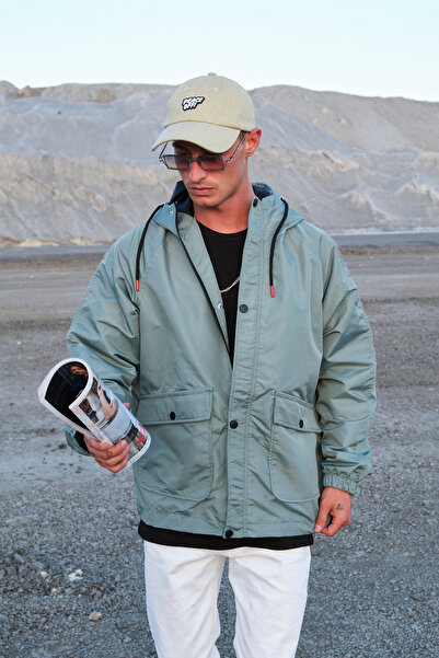 FLUEND MODA Ανδρικό παλτό Oversize Αδιάβροχο και αντιανεμικό εποχιακό παλτό