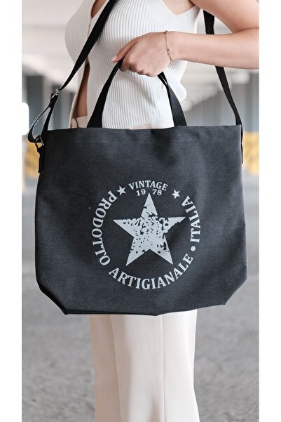 Kanvas Çanta Omuz Askılı Vintage Tote Bag