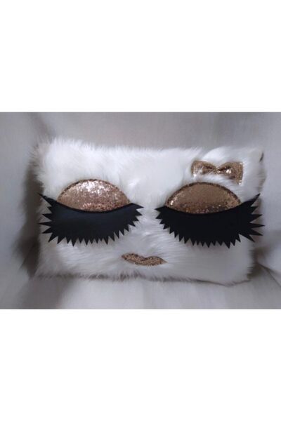 YILMAZHOME غطاء وسادة من القطيفة مع رموش - (رموش نحاسية بيضاء من القطيفة)