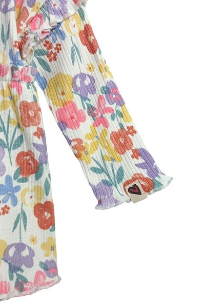 Via Girls Kız Bebek Yarasa Kol Fırfırlı Büzgülü Robalı Çiçek Baskılı Elbise | 9-24 Ay Bebek Giyim