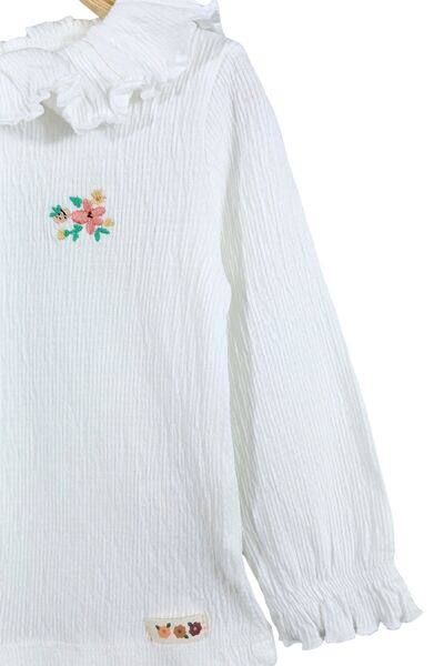 Via Girls White T-Shirt and Floral Leggings - Baby Girl, 9-24 Months Flounced Collar Clothing