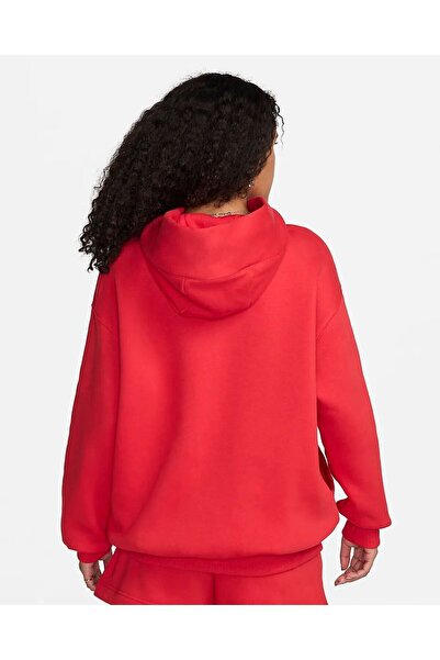 Nike Sportswear Phoenix Fleece Oversized Pullover Hoodie Kırmızı Kadın Sweatshirt