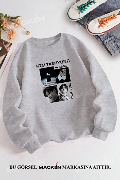 macklin Hanorac unisex Kim Taehyung BTS cu guler rotund - cu imprimeu cu desi...