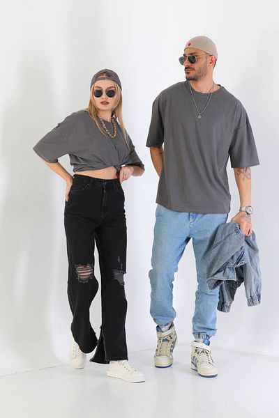 İLKCET MODA Βαμβακερό μπλουζάκι Unisex Oversize Basic