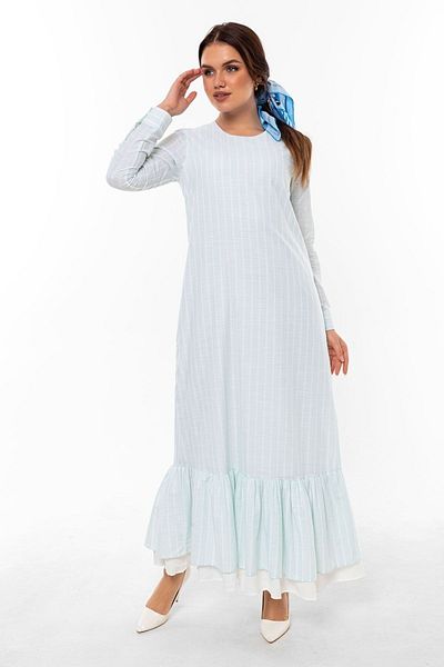 PASTELASTORE Neva 100% βαμβακερό γυναικείο φόρεμα Maxi (140 CM) Μήκος με επένδυση 1020-1