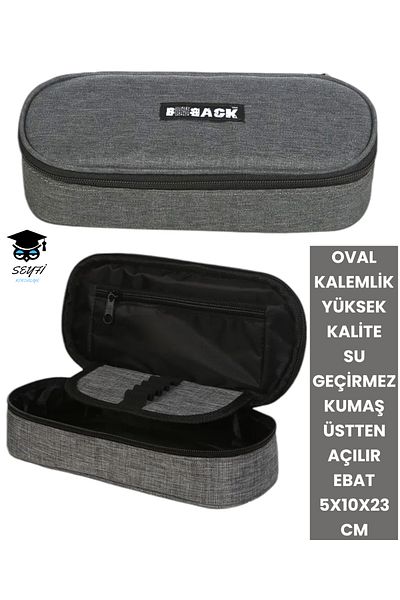 SEYFİKİRTASİYE Waterproof Oval Pen Holder - 5X10X23 Cm, Top Opening, Quality Fabric