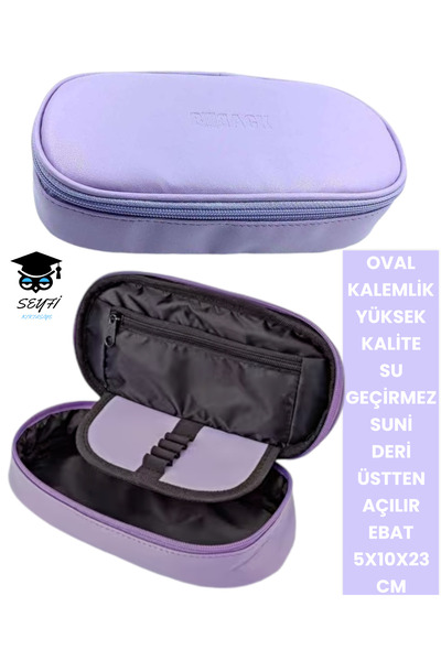 SEYFİKİRTASİYE حامل أقلام بيضاوي مقاوم للماء - 5x10x23 سم، فتحة علوية، قماش ع...