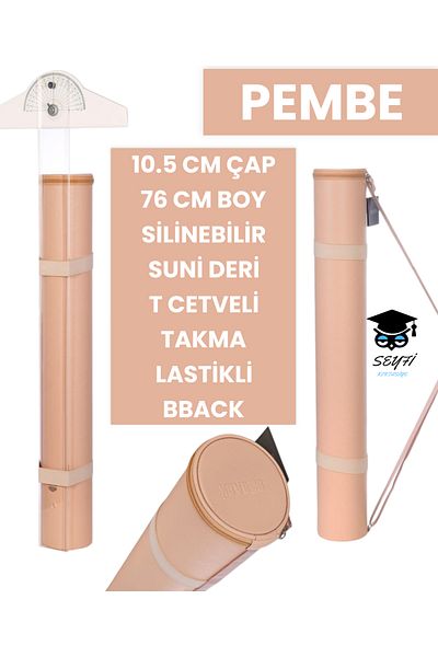 SEYFİKİRTASİYE 10.5 cm Diameter - 76 cm Length Erasable Faux Leather Bazooka with T-Line and Elastic Back