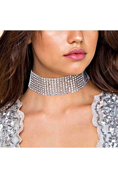 SmY Bag العلامة التجارية رمادي فضي حجر نظرة قلادة طوق الرقبة