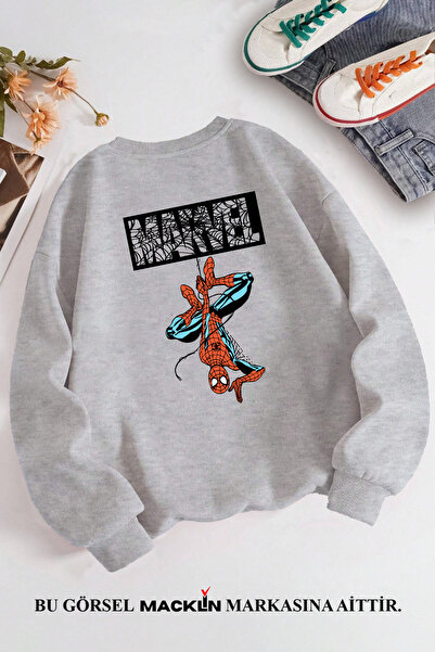 macklin سويت شيرت Marvel Spiderman من الأمام والخلف بتصميم مخصص مطبوع برقبة د...