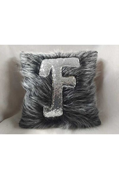 YILMAZHOME غطاء وسادة من القطيفة مع حرف "f