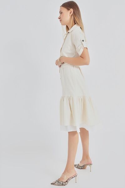 PASTELASTORE Krem Kadın Pamuk Aslı Elbise 1101