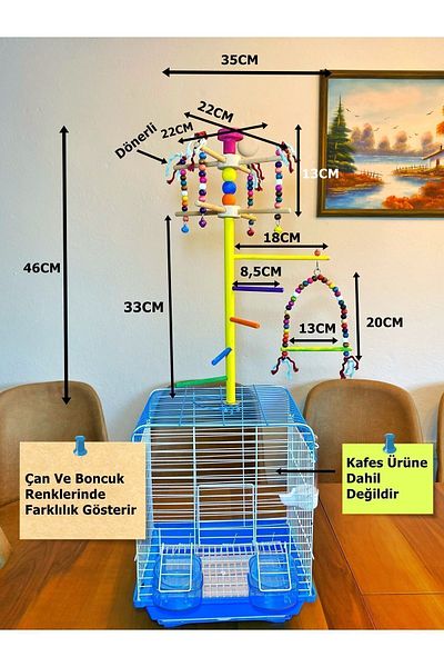 Ciko Kafes Fun Budgie Parrot Toy with Rotating Cage Top