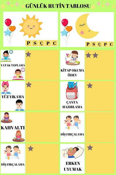 sanatıbedi مجموعة ملصقات الرسم البياني اليومي والنجوم للأطفال