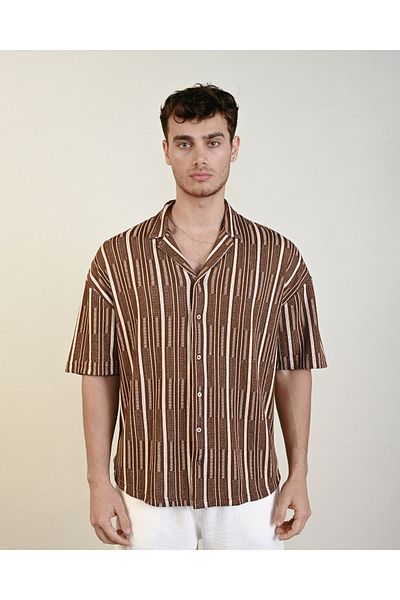İLKCET MODA Πλεκτό Premium Oversize ανδρικό πουκάμισο
