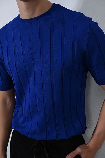 İLKCET MODA Πλεκτό μπλουζάκι Premium - Ρίγα Λεπτομέρειες