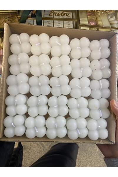 HGEG 25 Adet Beyaz Buble Mum Hediyelik Mum 3,5*3,5 Cm Dir