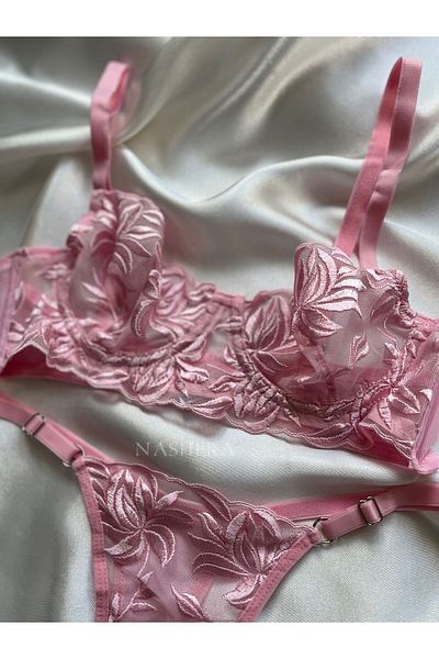 Nashera Mia Powder Bralet and Underwire Bra Lingerie Set