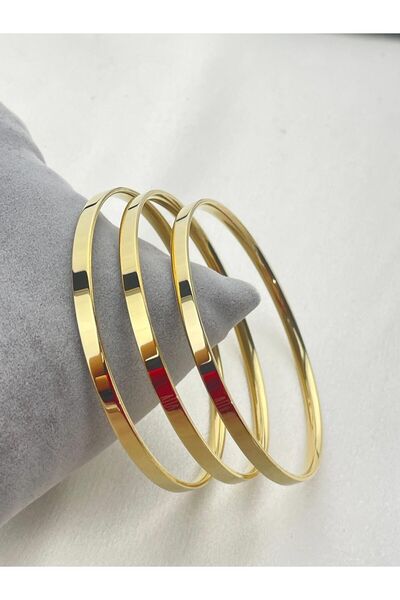 stainles steel Çelik Gold Renk Kalın 6.5 Boy Ajda Bilezik (3'lü satılmaktadır.)