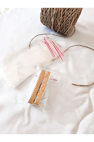 Çikoleyt Design Gelatin Bag with Adhesive Tape 5x10+5 Cm(5*15) 50 Pieces