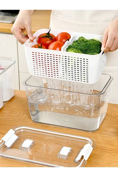 Lossa 9Lt Organizer with Strainer - Refrigerator, Fresh Produce and Storage Container