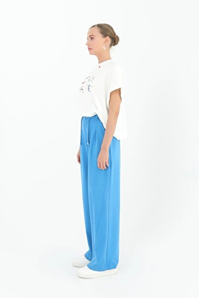 Puane Wide Leg Palazzo Trousers - Pleated Waist and Elastic Back 18165