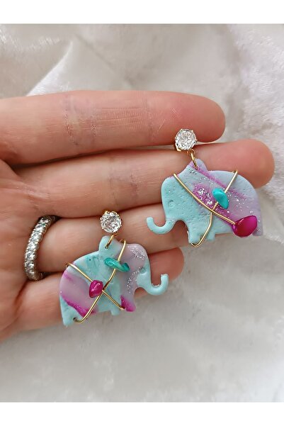 La fee aksesuar أقراط على شكل فيل بتصميم خاص من حجر الزركون - جهاز فولاذي وحج...