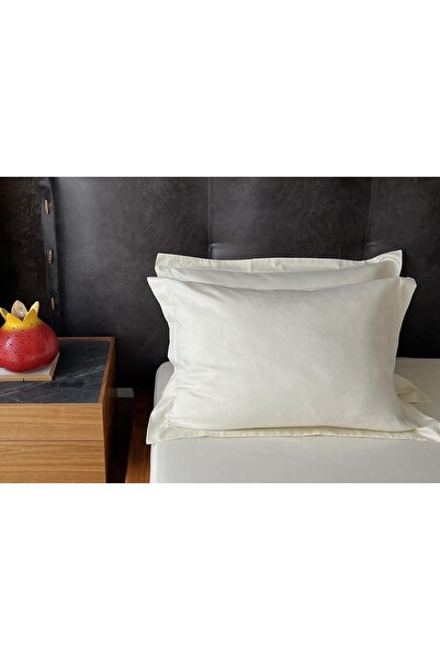 Silkarea غطاء وسادة من الساتان القطني 100% موديل أكسفورد - كريمي