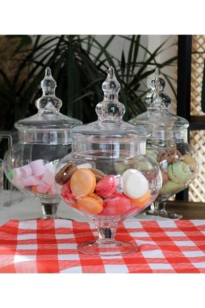Glass 32 Cm 2-Piece Glass Cookie Holder & Sugar Bowl with Lid