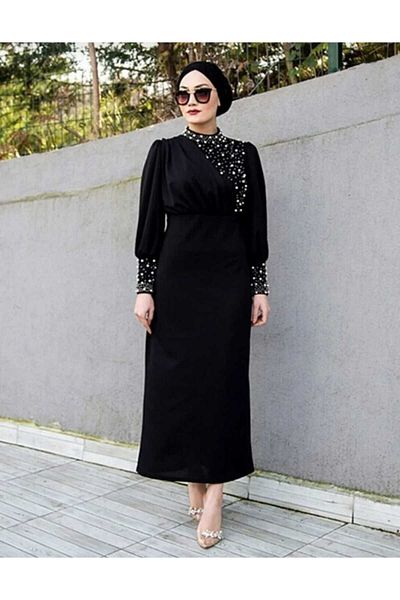 MODA VEDAT Φόρεμα κρεπ - Λεπτομέρεια με πέρλες