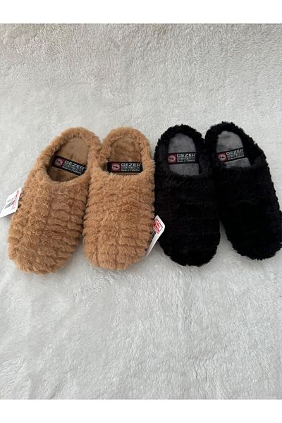 MODA SENİ Γυναικείες χειμωνιάτικες βελούδινες παντόφλες - Σετ 2 μαλακών και άνετων, Gezer 2 τεμαχίων