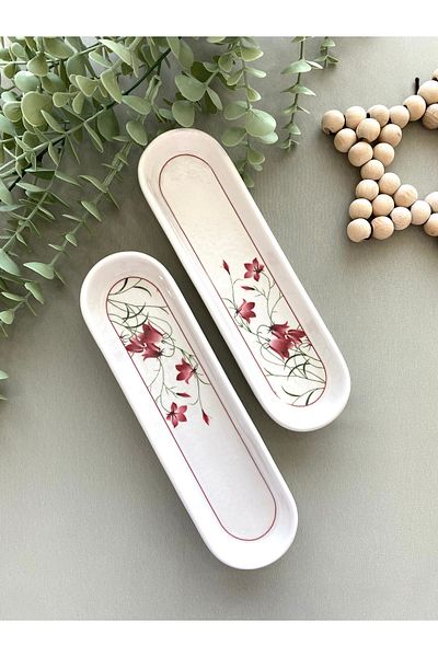 Yiğit Seramik Züccaciye Fushia Crocus Model - 2-Piece Olive Bowl Breakfast Plate