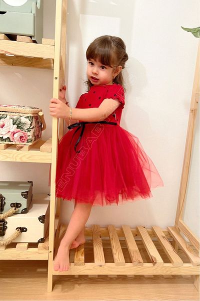 penu baby kids Red Polka Dot Tutu Short Sleeve Baby Girl Dress - Emily