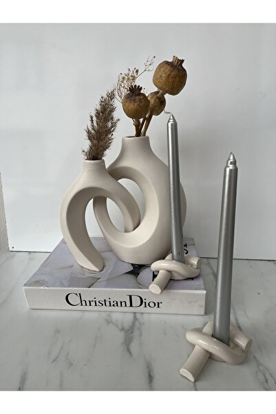 Home Sibel/ela Tasarım Sevgili Sarmaşık Vazo, 2’li Mumluk Dekoratif Set 22x16...