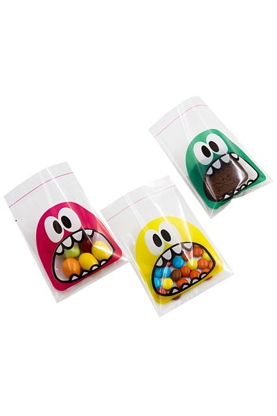 reprodesign Прозрачни торбички с шарки Monster, 50 броя, самозалепващи се, 10x15 см