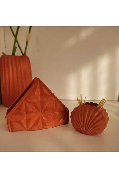 KARRA Concrete Napkin and Toothpick Holder Set - Bag