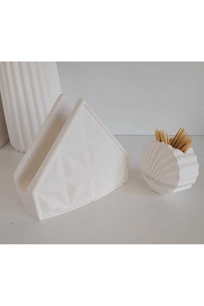 KARRA Concrete Napkin and Toothpick Holder Set - Bag