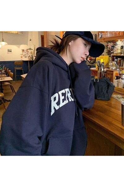 MODARİCH Hanorac oversize Refrfsh bleumarin - glugă ridicată