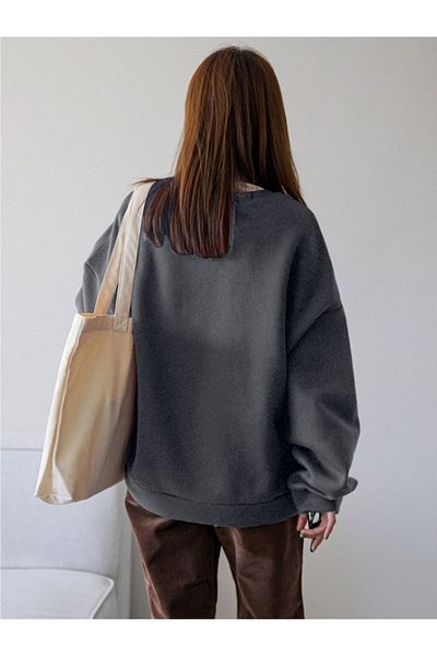 MODARİCH Φούτερ Smoked Printed Oversize Vacition - Ροζ Ρολό Λαιμόκοψη