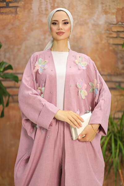 SHİROSA Σετ κιμονό με διπλό σχέδιο λουλουδιών