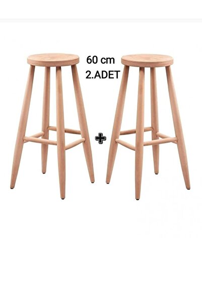e.h.m ahşap sanatları Ahşap 60 CM yuvarlak bar tabure sandalye 2 adet