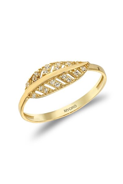 myorogold 14 Ayar Altın Yaprak Yüzük