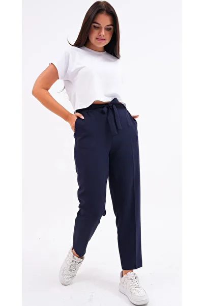 zanstil Zanstil - Skinny Leg, Pocket and Elastic Waist Belted Trousers