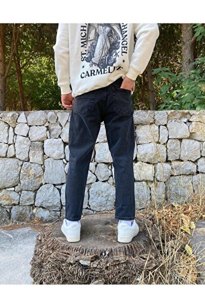 oraystore Yıkamalı Siyah Boyfriend Pantolon