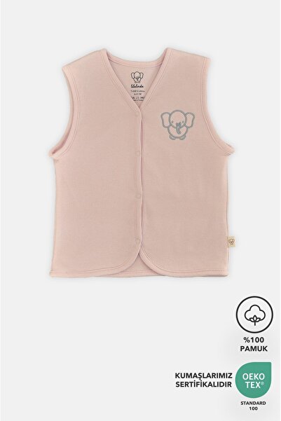 Lilalinda Bebek/Çocuk Yelek %100 Pamuk Nakış Detaylı