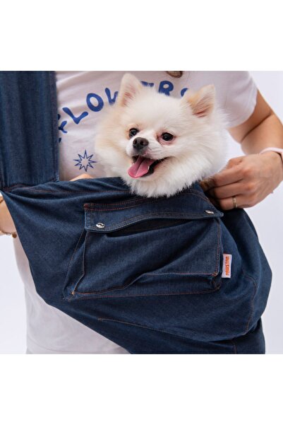 Pawstar Mavi Denim Crossbody Küçük Irk Köpek Çapraz Taşıma Çantası
