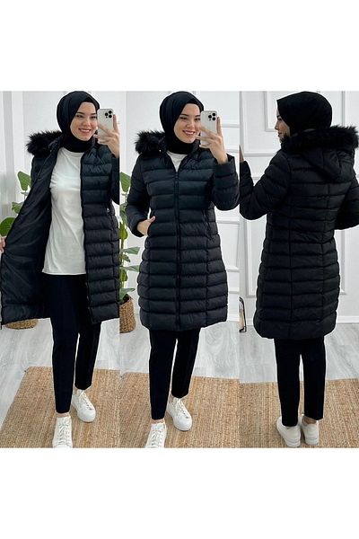 Parla Afra Keep Warm Παλτό με κουκούλα από ίνες πλήρους πλήρωσης