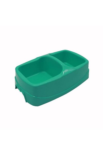 Pettrend Mint Plastic Double Food-Water Bowl