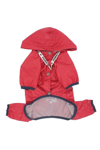Pawstar Red No Wet Hair Romper Mesh Jumpsuit Raincoat Dog Outfit for Small and Medium Breeds