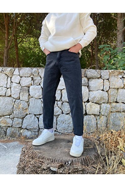 oraystore Yıkamalı Siyah Boyfriend Pantolon